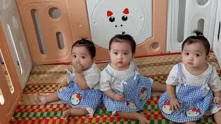 Ba b&eacute; sinh ba tập đứng tập n&oacute;i c&ugrave;ng nhau, c&agrave;ng lớn c&agrave;ng ngoan hơn | BA N&Agrave;NG TI&Ecirc;N