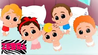Five Little Babies Jumping On The Bed | Five little Monkeys | Zebra Nursery Rhymes