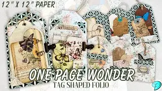 One Page Wonder using 12 x 12 paper to craft a Tag Shaped Folio #onepagewonder