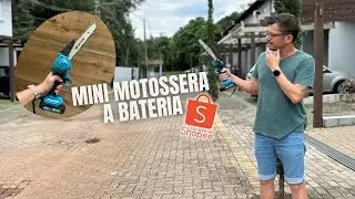 Montando e cortando com a mini MOTOSSERRA a bateria da SHOPEE | Vale a pena?