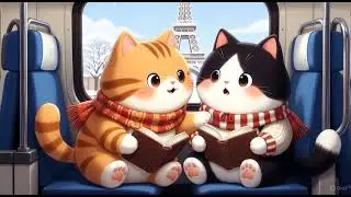 🐾 Two Cute Chubby Cats Travel Around Paris in a Magical Train! ❄️✨