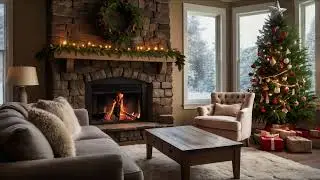 Cozy Christmas Fireplace Ambience – Relaxing Winter Sounds & Holiday Decor🔥🎄