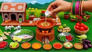 ASMR Mini Cooking Egg Curry Food | Miniature Crispy Egg Pakora & Fried Fish Recipe🔥Tiny Food