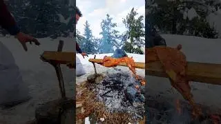 Goat bbq in Mountains ⛰️ in deep snow full goat sheep Cooking
