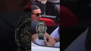 Zlatan Ibrahimovic driving his $2.5 million Ferrari Daytona SP3 wearing an  AP Royal Oak.