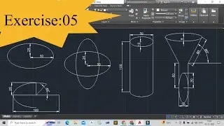 AutoCAD Workshop Exercise-5  || Ellipse Command Practice #autocad #autocad2024