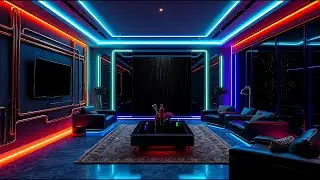 Interstellar Relaxation Lounge | Cyberpunk Starship with Artificial Rain Ambiance &ndash; 4 Hours