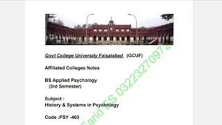 History & Systems in Psychology ||Code _PSY-403|| Notes According to Outline || 3rd Semester || GCUF