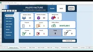 PILOTE VENTE FACTURE  :  Outil Excel pour la gestion ( Devis - Factures - Stock )
