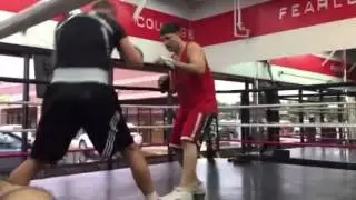 Iceman, mitts with former world champ Lucien Bute, 4-20-15