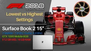 F1 2018 Benchmark - GTX 1060 Mobile 6GB, i7-8650U @ 1.9Ghz (4.2Ghz) | Surface Book 2 15