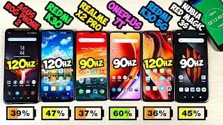 КТО ДОЛЬШЕ 90Hz-120Hz? 🔥 ASUS ROG PHONE 2, POCO X2, REALME X2 PRO, ONEPLUS 7T| Battery Test
