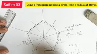 Draw a Pentagon Outside a Circle, Take a Radius of 40mm. Easy Tricks, #saifim03 👍🏻