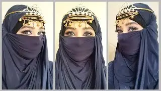 Pinless tight Niqab with headpiece/No pin Niqab tutorial/Pin less Niqab with jewellery