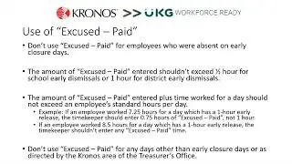Timekeeping - Entering Excused Paid for Early Release Days