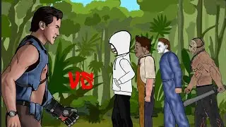Ash Williams y terminator vs Jeff the killer, letherface, Jason Voorhees, Michael Myers | animaci&oacute;n 