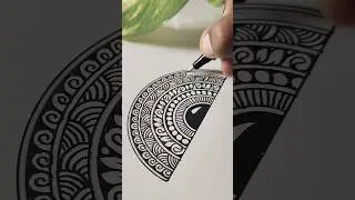 Draw a simple half mandala with me 🌙✨ #shorts #mandalaforbegginers #art #drawing #artist