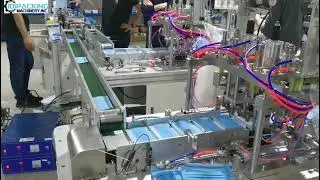 Fully automatic pneumatic type face mask medical disposal mask making machine testing video
