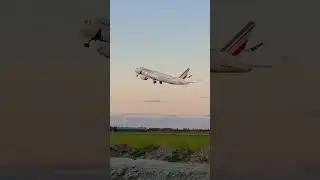 Air France Airbus A220&ndash;300 takeoff from Amsterdam to landing Paris