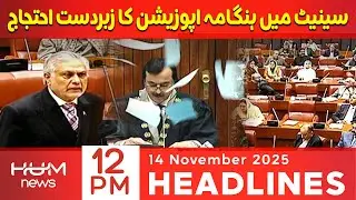 Opposition Causes Chaos in Senate Session | 12 PM Headlines | Hum News | 14 Nov 2025