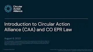 Introduction to Circular Action Alliance and EPR Laws