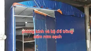 mô hình nhà, kệ để trồng nấm rơm nhà kính dễ làm ,sạch đẹp.