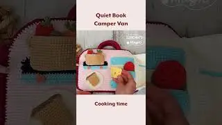 Time to cook! Page from Crochet Quiet Book Camper Van #Crochet #QuietBook #Amigurumi #CrochetPattern