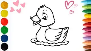Easy and Cute Duck 🦆 in the Water 💦 🏡 😍 ☔ Drawing, Painting & Colouring for kids and Toddlers