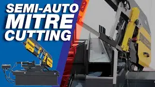 Mitre Cuts Made Easy | BEKAMAK 320DGH Semi-Automatic Swivel Head-Dual Mitre Metal Cutting Band Saw |