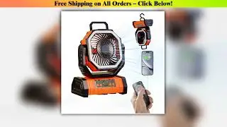 20000mAh Battery Operated Fan, Portable Rechargeable Desk/Camping Fan with LED Light and Hook,