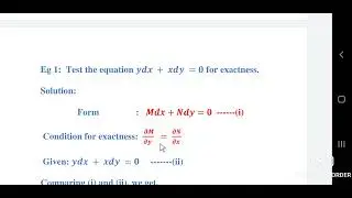 EXACTNESS - FIRST ORDER DIFFERENTIAL EQUATION- CONDITION FOR EXACTNESS