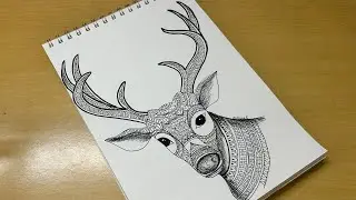 How to draw Easy Mandala art of Deer | Antelope | Animal | Zentangle Doodle art | Quick drawing