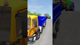 Colour Dumper Trucks Vs Unfinished Road #shorts #shorts #truck #bus #car #beamngdrive