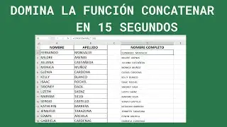 EXCEL - Domina la FUNCION CONCATENAR en 15 SEGUNDOS | Como Unir Textos en una Columna Con EXCEL