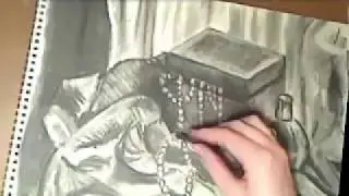 Charcoal drawing and still life