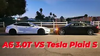 Audi A6 3.0T VS Tesla (Cheat Code) S Plaid Exhibition Race
