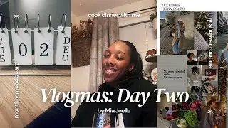 VLOGMAS DAY 2: cook with me, monthly moodboards, and my body wash recs!