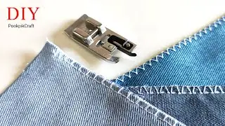 How to use Overlock Foot | Overcast Stitching on Sewing Machine | วิธีใช้ตีนผีแซกริมผ้ากันผ้าลุ่ย