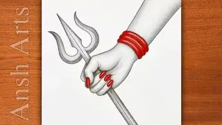 Maa Durga Hand with Trishul Drawing | Easy Pencil Sketch Tutorial | Navratri Special Art | Chitra 