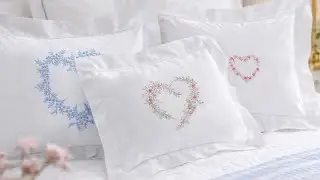 Hearts in Bloom 🤍 Embroidered Pillows for Valentine&rsquo;s Day & Spring