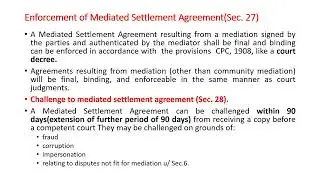3  Enforcement of Mediation settlement agreement