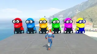 GTA 5 Epic Ragdolls RED SPIDERMAN VS RED MINION VS GREEN MINIONEuphoria Physics & Funny Fails 10