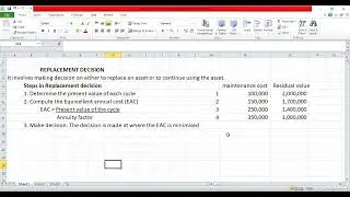 FINANCIAL MANAGEMENT - INVESTMENT APPRAISAL (REPLACEMENT DECISION & ADJUSTED PRESENT VALUE)