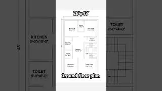 28'x43' ground floor plan (1204 sqft)#home #housedesign #2dhomedesignplandrawing