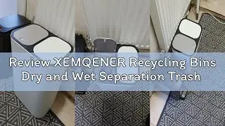 Review XEMQENER Recycling Bins Dry and Wet Separation Trash Can with Two Compartment Bin Small Rubbi