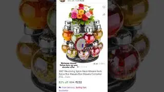 👀🔥✨360&deg; Rotating Masala Rack Stylish SpiceOrganizer with 16 Jars |Kitchen Essential🎁⏱️