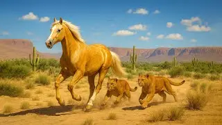 Palomino Dapple Horse Chased by Two Panthers&hellip; Until They Save It from Bandits