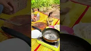 Happy cooking time with adorable monkey. #monkey #love #eating #cute #babymonkey #pets #wildelife