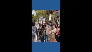 Protesters outside City Club of Cleveland
