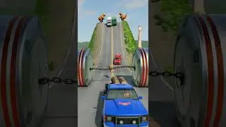 Cars & Cargo Vans vs Chained Hydraulic Crush - BeamNG.drive